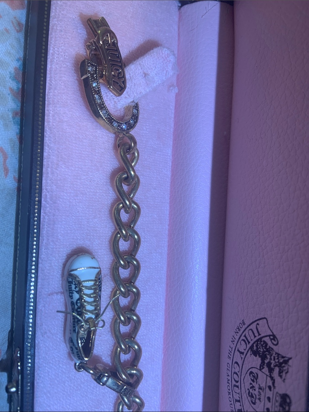 Juicy Couture Gold-Tone Charm Bracelet with Pink Megaphone & White Sneaker - Picture 4 of 13